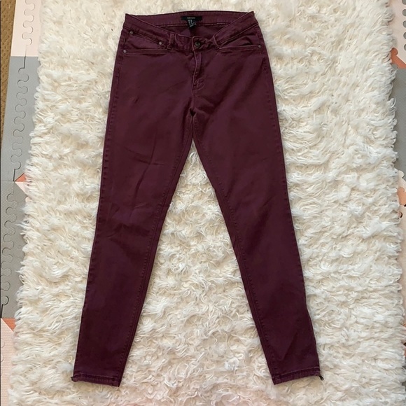 Forever 21 skinny maroon jeans - Picture 2 of 7
